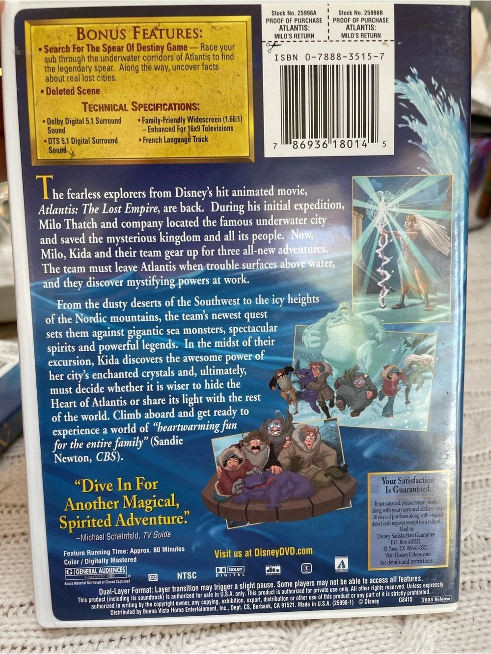 Atlantis: The Lost Empire / Atlantis: Milo's Return: Two-Movie Collection 2 dvds